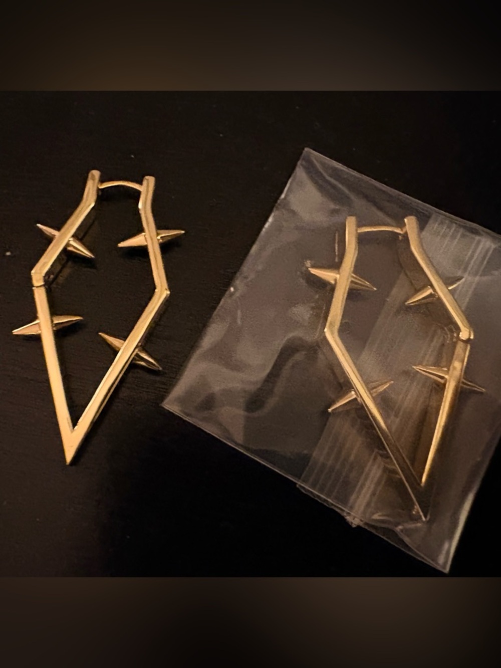 Punk Youth Gold Spiky Outline Drop Earrings Geometric Style